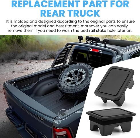 2 Pcs Truck Stake Pocket Covers, Truck Bed Rail Caps, Dustproof Truck Bed Hole Plugs, Rail Cover Car Exterior Accessories, Compatible with Dodge Ram 2019‑2021 1500 2500 in Saudi Arabia