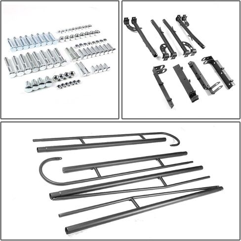 DNA MOTORING Universal Steel Pickup Truck Ladder Rack Pair, 1000 Lb Loading Capacity, Non-Hole Mounting, Suitable for Heavy Cargo Such as Kayaks, Surfboards and Ladders (Silver)- LRACK-SL-A+B in Saudi Arabia