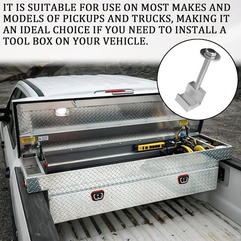 4PCS Truck Tool Box Mounting Kit, J Hook Truck Crossover Tool Boxes for Bed of Truck Aluminum Pickup Toolbox Rail Mounting Kit for Fix Tool Boxes Tie Downs Comes With Fastening Nuts(Silver) in Saudi Arabia