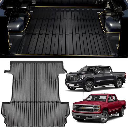 MIKKUPPA Truck Bed Mat - Compatible with 2019-2024 Chevy Silverado/GMC Sierra 1500 5.8FT Short Bed, TPE Heavy Duty Pickup Cargo Liner, All Weather Protection Car Cargo Mat in Saudi Arabia