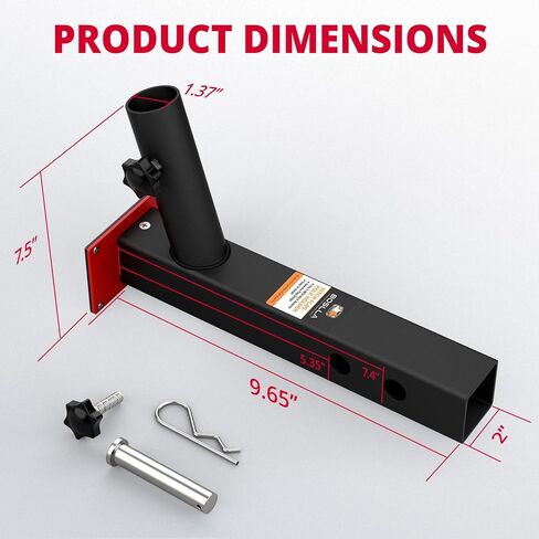 Boslla Hitch Flag Pole Holder, Trailer Hitch Flagpole Mount Universal for Standard 2 inch Hitch Receivers, Compatible with Truck Jeep Pickup RV SUV (Black&Red) in Kuwait