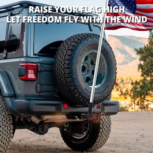 Boslla Hitch Flag Pole Holder, Trailer Hitch Flagpole Mount Universal for Standard 2 inch Hitch Receivers, Compatible with Truck Jeep Pickup RV SUV (Black&Red) in Kuwait