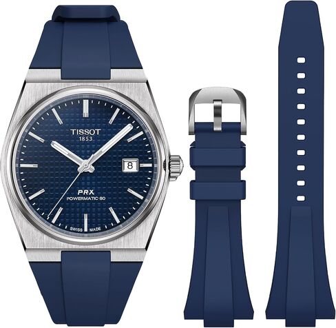 حزام لسلسلة ساعات Tissot PRX، سوار مطاطي ناعم من أجل Tissot PRX Powermatic 80,12 مم للرجال والنساء استبدال FKM لساعة Tissot PRX Series 40 مم in Kuwait