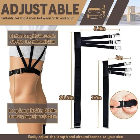 STAY GENT Mens Shirt Stays Adjustable Elastic Shirts Tucker Shirt Garter for Men Police Keep Shirt Tucked In Shirt Holder Shirt Suspenders For Women with Non-slip Locking Clips for Military, Daily in Saudi Arabia