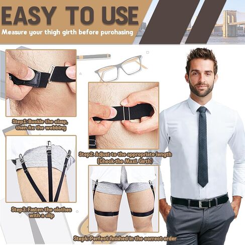 STAY GENT Mens Shirt Stays Adjustable Elastic Shirts Tucker Shirt Garter for Men Police Keep Shirt Tucked In Shirt Holder Shirt Suspenders For Women with Non-slip Locking Clips for Military, Daily in Saudi Arabia