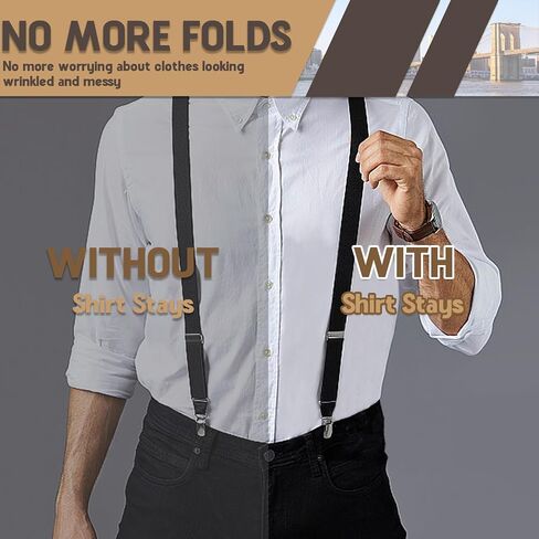 STAY GENT Mens Shirt Stays Adjustable Elastic Shirts Tucker Shirt Garter for Men Police Keep Shirt Tucked In Shirt Holder Shirt Suspenders For Women with Non-slip Locking Clips for Military, Daily in Saudi Arabia