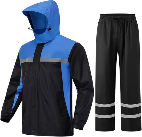 Mens Rain Suits with Air Vents Reflective Waterproof Rain Gear Breathable Jacket Pants for Work Golf Fishing Hiking in Saudi Arabia