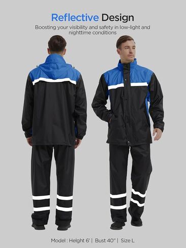 Mens Rain Suits with Air Vents Reflective Waterproof Rain Gear Breathable Jacket Pants for Work Golf Fishing Hiking in Saudi Arabia