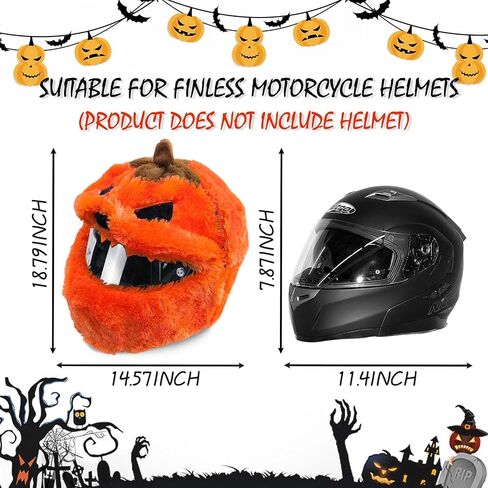 Extra Large Halloween Pumpkin Motorcycle Helmet Cover Light Up Hat Decoration 18.78 x 15.8,Pumpkin Helmet Cover,Halloween Hat with Light Decoration Accessories for Men Women,Fun Rides Gifts in Saudi Arabia
