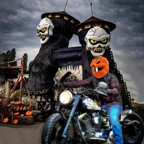 Extra Large Halloween Pumpkin Motorcycle Helmet Cover Light Up Hat Decoration 18.78 x 15.8,Pumpkin Helmet Cover,Halloween Hat with Light Decoration Accessories for Men Women,Fun Rides Gifts in Saudi Arabia