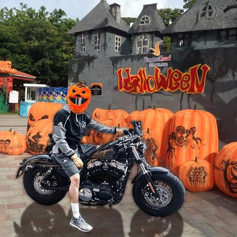 Extra Large Halloween Pumpkin Motorcycle Helmet Cover Light Up Hat Decoration 18.78 x 15.8,Pumpkin Helmet Cover,Halloween Hat with Light Decoration Accessories for Men Women,Fun Rides Gifts in Saudi Arabia