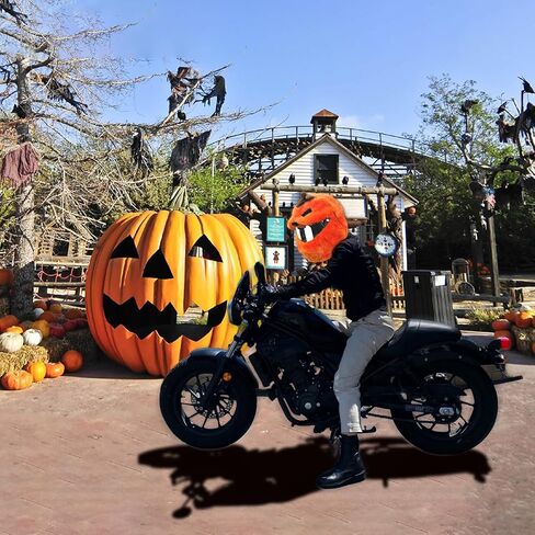 Extra Large Halloween Pumpkin Motorcycle Helmet Cover Light Up Hat Decoration 18.78 x 15.8,Pumpkin Helmet Cover,Halloween Hat with Light Decoration Accessories for Men Women,Fun Rides Gifts in Saudi Arabia