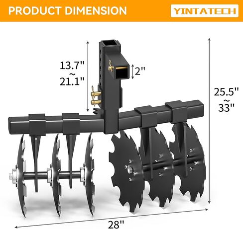 YINTATECH 28" Tractor Disc Plow Harrow with 2" Receiver, Pull Behind Tiller for ATV, Black in Saudi Arabia