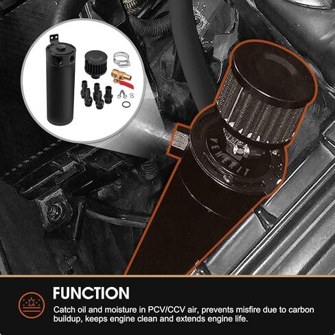 Universal 750m Billet Aluminum 2 Port Baffled Oil Catch Can Kit Reservoir Tank with Breather Filter and Drain Valve in Kuwait