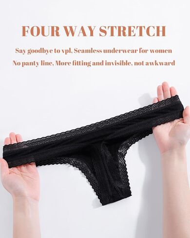 KNITLORD Super Soft Women's Thongs Lace Underwear Breathable Viscose Panties Sexy No Show Undies 5 Pack in Saudi Arabia