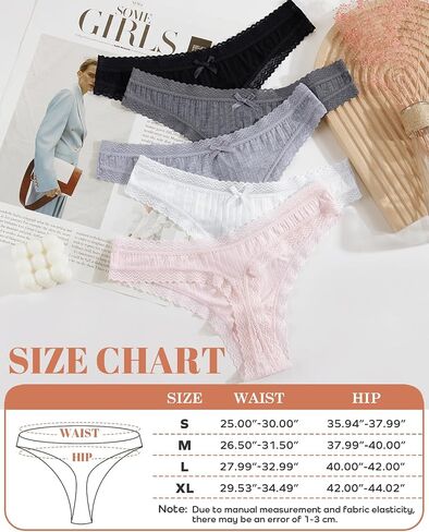 KNITLORD Super Soft Women's Thongs Lace Underwear Breathable Viscose Panties Sexy No Show Undies 5 Pack in Saudi Arabia