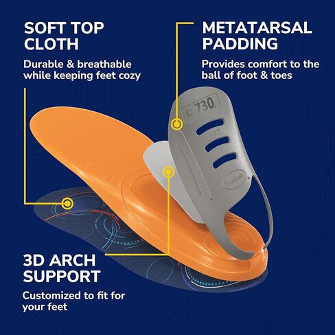 Scholl's® Custom Fit® Orthotics 3/4 طول، CF 660، مخصص لقدمك وقوسك، تخفيف فوري للآلام طوال اليوم، أسفل الظهر، الركبة، اللفافة الأخمصية، الكعب، النعال الداخلية تناسب أحذية الرجال والنساء in Saudi Arabia