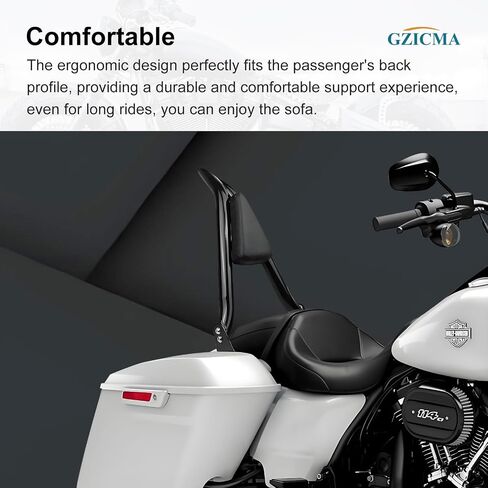 Motorcycle Sissy Bar Gloss Black Detachable Rear Passenger Backrest for Harley Davidson Touring Models 2009-2023 Electra Glide Road Glide Road King Street Glide CVO Ultra in Saudi Arabia