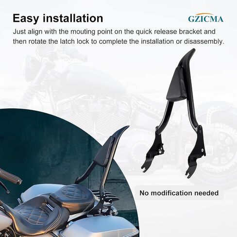 Motorcycle Sissy Bar Gloss Black Detachable Rear Passenger Backrest for Harley Davidson Touring Models 2009-2023 Electra Glide Road Glide Road King Street Glide CVO Ultra in Saudi Arabia