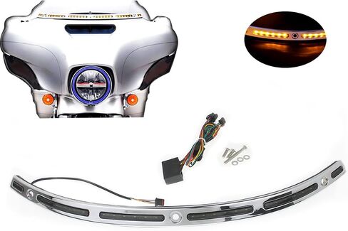 زخرفة الزجاج الأمامي مع ضوء LED للزجاج الأمامي مصباح إشارة الانعطاف مناسب لدراجة Harley Touring Electra Glide Street Glide Ultra Limited Tri Glide 2014-2023 in Kuwait