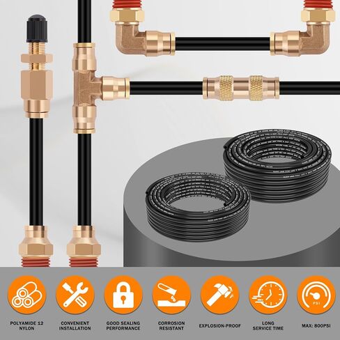 CheeMuii 2 Roll Pneumatic Tubing Kit 100 FT 1/4" DOT Air Line and 50 FT 3/8" DOT Air Hose Kit 46 Meter 1/4 and 3/8 Inch PA12 Nylon Pneumatic Air Tubing Pipe Hose Line in Saudi Arabia