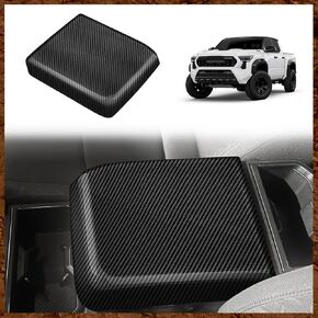 Muslogy Armrest Hard Cover Compatible with 2024 Toyota Tacoma Accessories Console Armrest Box Protector Cap Carbon Fiber Pattern Decoration Trim (Glossy Carbon Fiber)