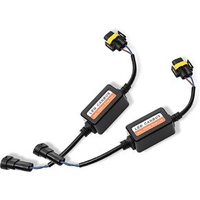 Pack-2 Car H11/H8/H9 LED Bulb Decoder, Lighting System Anti-flicker Harness Adapter, Warning Error Fault Decoder to Fix Bulb On and Off Problem, Universal for Cars Radio Audio Filter (Black)