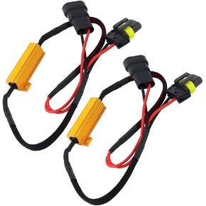 BESULEN 2PCS 9006/HB4 Car LED Resistor Kit, 50W 6Ohm Vehicle Headlight Anti Flicker Error Decoder, Auto Fog Turn Signal Bulb Load Resistor Relay Harness Adaptor, Universal Auto Accessories
