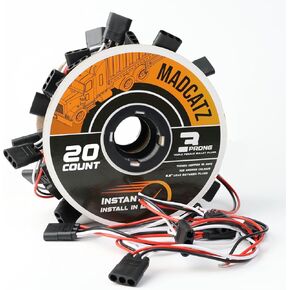 MADCATZ 50 Count 3-Prong Female Bullet Plugs Continuous Wire Harness Roll - 6.5" Lead Between Plugs 18 AWG
