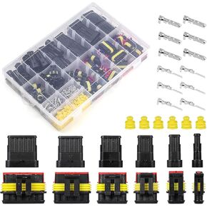 708PCS 43 Kits Waterproof Quick Connectors, 1/2/3/4/5/6 Pin Car Waterproof Connector Electrical Plug Cable Connector Plug