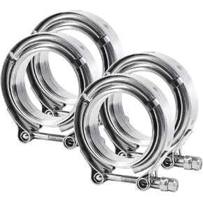 EVIL ENERGY 2.25 Inch V Band Clamp with Flange Male Female Stainless Steel 2PCS