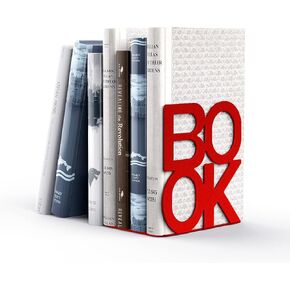 Book Ends - Decorative Metal Book Ends Supports for Bookrack Desk (Black Book Ends 4 Pack)