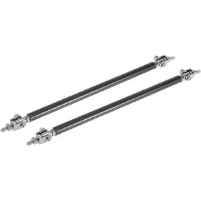ACROPIX 2pcs 11"-13" Car Adjustable Front Bumper Lip Splitter Strut Tie Rod Bar Universal Black Carbon Fiber Pattern Car Parts
