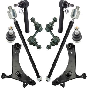 TRQ Front Steering & Suspension Kit Control Arm with Ball Joint Sway Bar Stabilizer Link Tie Rod Compatible with 2016-2017 Subaru Crosstrek 2013-2015 XV Crosstrek