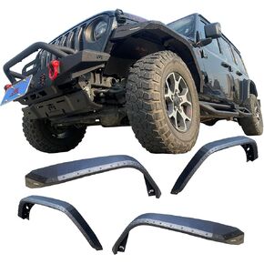 OMP Offroad Wrangler JL Fender Flares مع تصميم استثنائي للشفرة، خشن ومتين متوافق مع Jeep Wrangler JL/JLU 2018-2024 - مشاعل فولاذية مع مصدات داخلية (بدون حاجز داخلي)