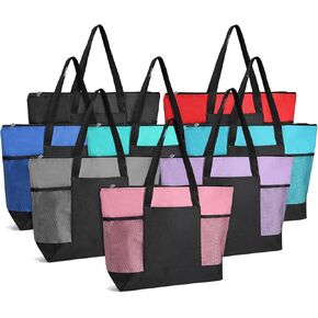 Fumete 24 Pcs Nurse Tote Bag with Mesh Pockets Nurse Bags for Work Gift Teacher Zippered Tote Bulk for Employee Teacher Coworker Volunteer Gift Nursing Medical Assistant, 8 Colors