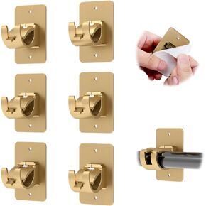 2PCS No Drill Curtain Rod Brackets, Self-Adhesive Curtain Rods No Drilling, Nail Free Adjustable Curtain Rod Holders, Curtain Hooks for Rod Less Than 1.57 Inch Diameter (Transparent)