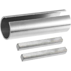Motoforti 1 Set 7/8" to 1" Universal Crank Shaft Sleeve Adapter - Car Gas Engine Pulley Crank Shaft Sleeve Adapter with Step Key - Metal Silver Tone Long-lasting