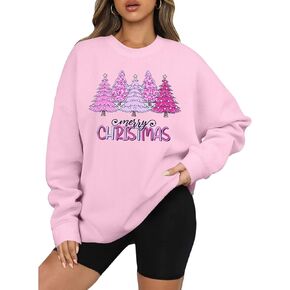 Christmas Sweatshirt Women Merry and Bright Shirt Colorful Letter Printed Sweatshirt Casual Long Sleeve Pullover Tops
