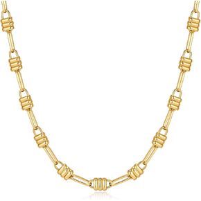 Statement Pearl Necklace for Women Vintage Pearl Strand Necklaces with Round Gold Beads Elegant Pearl Jewelry Gift Safe for Sensitive Skin