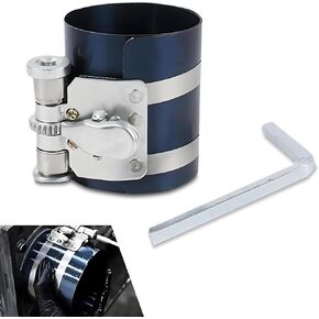 1 PC Car 2.95" Piston Ring Installer, 2.08"-6.88" Adjustable Horizontal Bar Piston Ring Compressor, Ratchet Automatic Locking Device, Universal for Cars Piston Ring Clip (Blue & Silver)