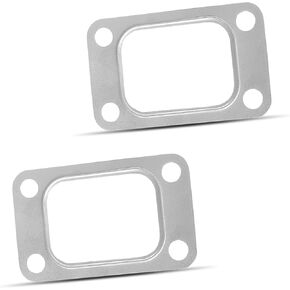 2 PCS Car Modified T3 Turbine Flange Gasket, 4.25" x 2.6" 4 Hole Stainless Steel High Temperature Resistant Intake Manifold Gasket, Universal for T3 T34 T35 T38 GT35 GT35R (Silver)