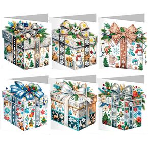 Huacan 8 Pack Diamond Painting Christmas Cards Kits Paint with Diamonds Christmas Greeting Cards Diamond Art Christmas Card DIY Crafts for Holiday, Friends and Family