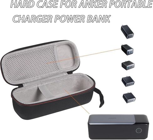 حقيبة سفر صلبة متوافقة مع بنك الطاقة المحمول Anker 737/736/ 735/717 USB-C. حقيبة صلبة لبنك الطاقة الجداري السريع القابل للطي GaN Prime باللون الأسود in Saudi Arabia