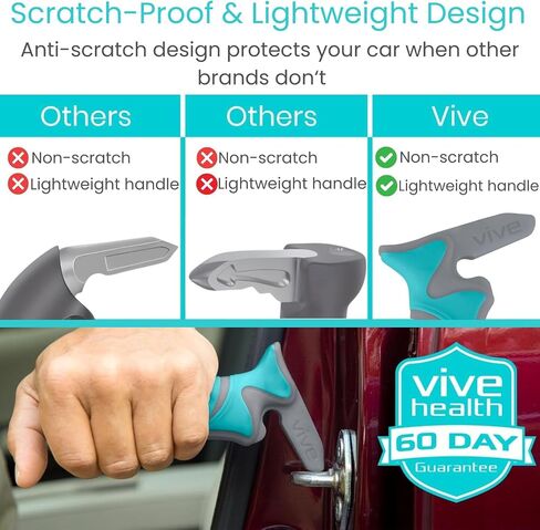 Vive Car Handle Assist for Elderly - Scratch Proof Latch - Auto Grab Bar Cane Support Aid - Standing Mobility Safety Tip to Help Get Out - Portable Assistive Device for Seniors, Handicapped in Saudi Arabia