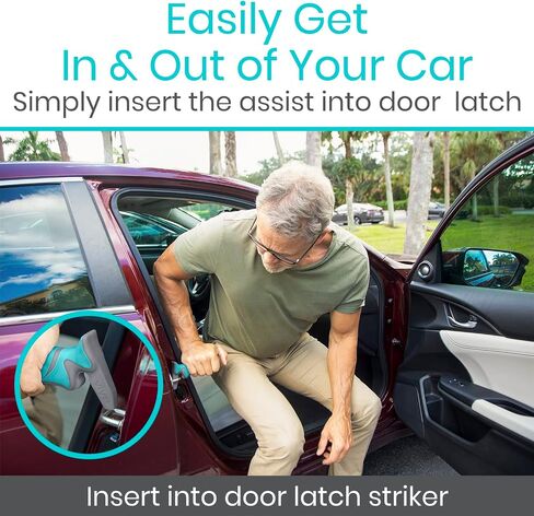 Vive Car Handle Assist for Elderly - Scratch Proof Latch - Auto Grab Bar Cane Support Aid - Standing Mobility Safety Tip to Help Get Out - Portable Assistive Device for Seniors, Handicapped in Saudi Arabia