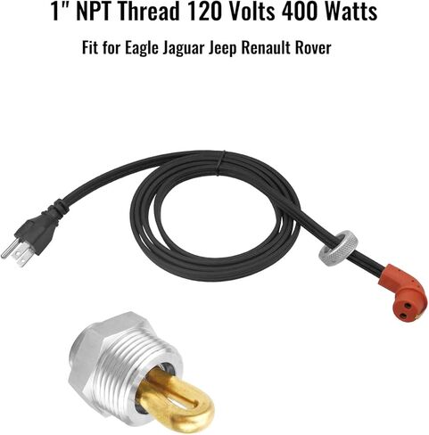 استبدال سخان كتلة المحرك 3100003 مناسب لسيارة Eagle Jaguar Jeep Renault Rover Kubota Massey Perkins Yanmar، محول نحاسي بخيط NPT 1 بوصة 120 فولت 400 وات in Kuwait