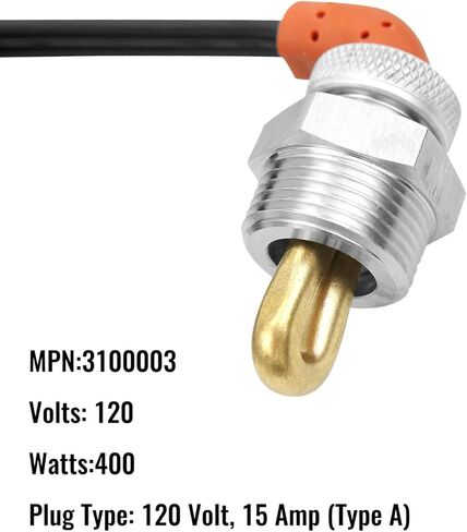 استبدال سخان كتلة المحرك 3100003 مناسب لسيارة Eagle Jaguar Jeep Renault Rover Kubota Massey Perkins Yanmar، محول نحاسي بخيط NPT 1 بوصة 120 فولت 400 وات in Kuwait