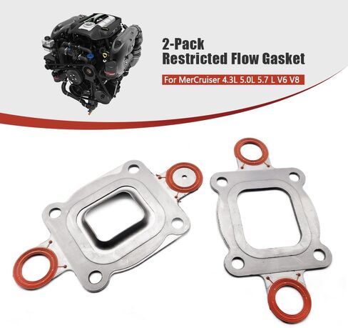 864850A02 حشية الكوع الناهض لمشعب العادم مناسبة للمفصل الجاف MerCruiser 4.3L 5.0L 5.7 L V6 V8 استبدال 27-864850A02 27-864850A1 18-0722 2-Pack in Kuwait