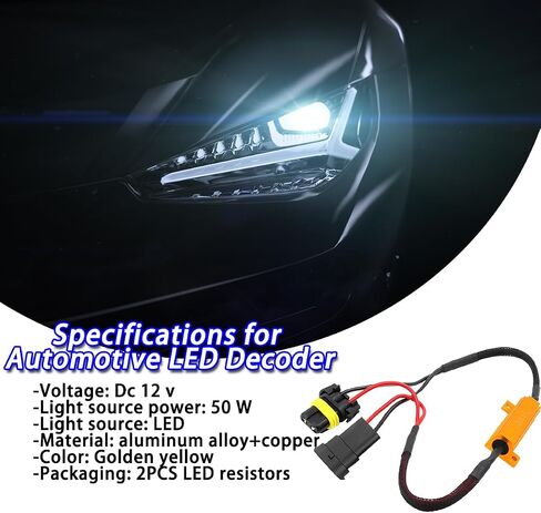 BESULEN 2 قطعة 9006/HB4 طقم مقاوم LED للسيارة، 50 وات 6 أوم مصباح أمامي للسيارة مضاد للوميض، فك رموز الأخطاء التلقائية للضباب، مصباح إشارة الانعطاف التلقائي، محول سرج مقاوم الحمل، ملحقات السيارات العالمية in Saudi Arabia